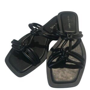Azalea Wang Stetson Black Strappy Slip On Sandals Size 7 NWOT